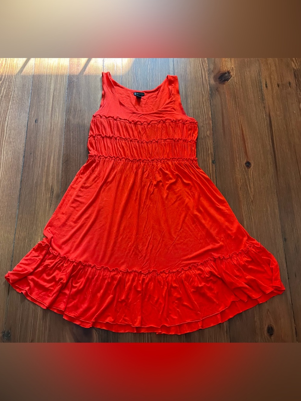 Ladies New Directions Orange Sleeveless Ruffle Hem Dress